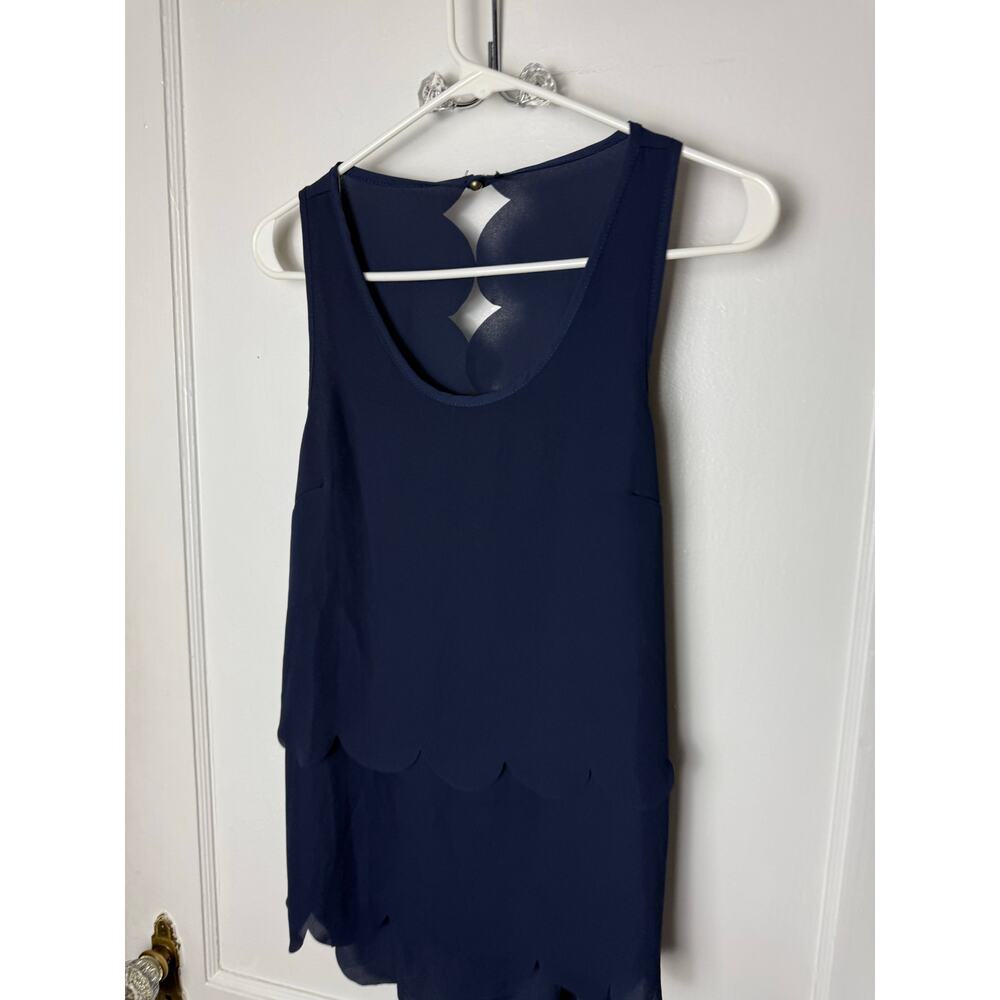 Charlotte Russe Y2K Ultra Mini Scalloped Navy Blue Romper Outfit Women's Small - Picture 2 of 5